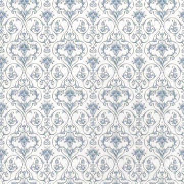 1:12, 1" Scale Dollhouse Miniature Wallpaper Blue & White Damask (3 sheets)