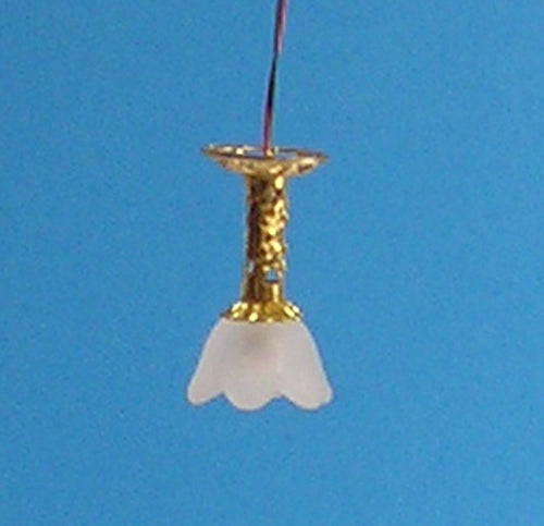 1:48, 1/4" Scale Dollhouse Miniature Chandelier White 3V LED Light