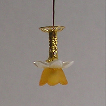 1:48, 1/4" Scale Dollhouse Miniature Light Chandelier Frosted Orange Shade 3V