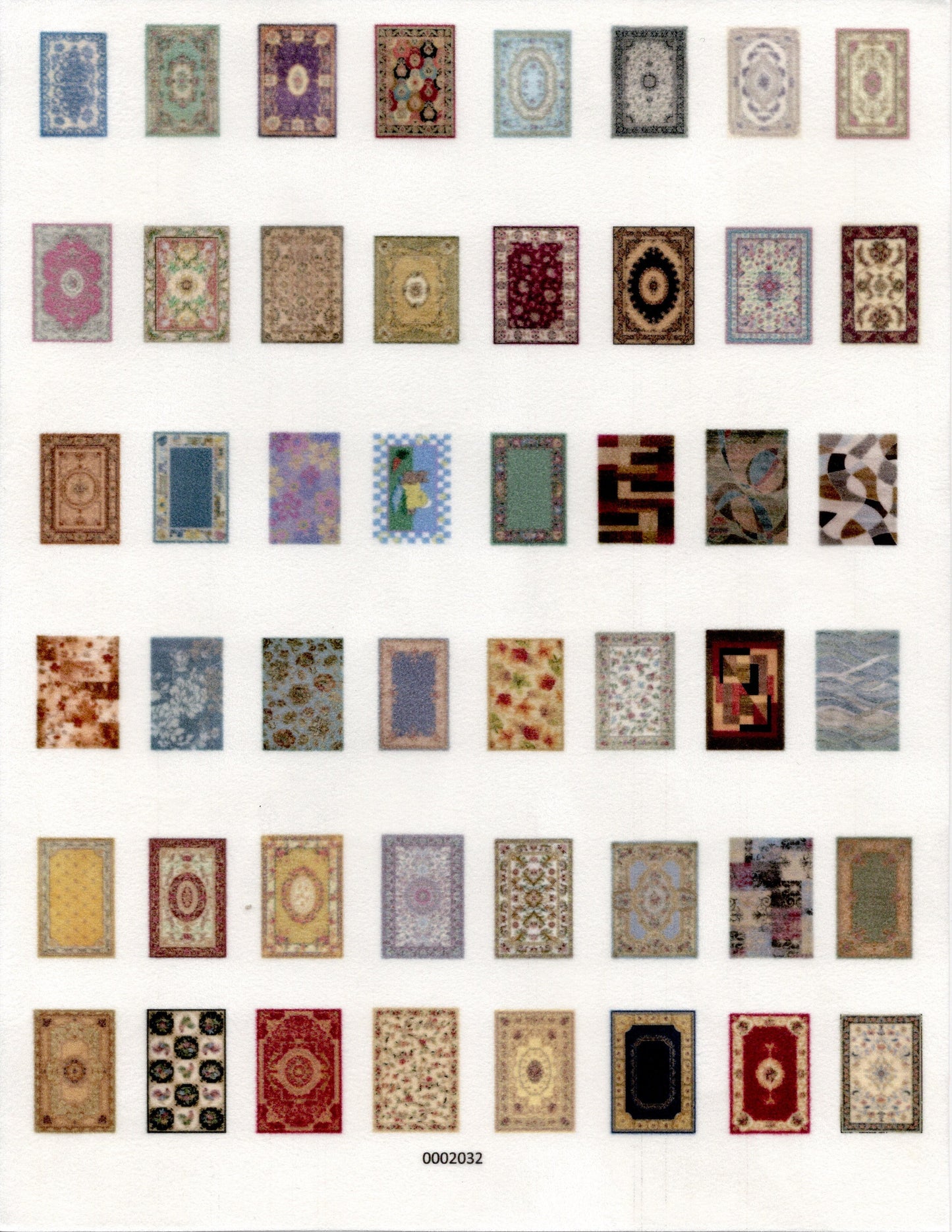 1:144 Scale Dollhouse Miniature Sheet of Area Rugs