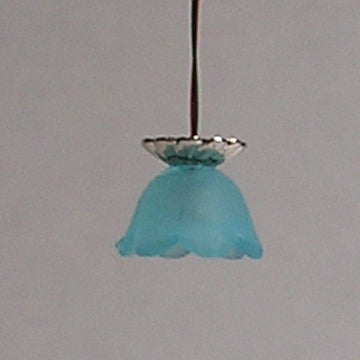 1:48, 1/4" Scale Dollhouse Miniature Ceiling Mount 3V Aqua Shade