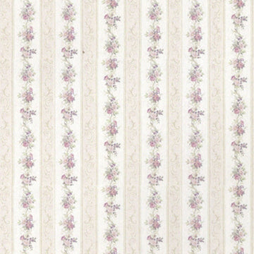 1:24, 1/2" Scale Dollhouse Miniature Wallpaper Pink & Beige Floral Stripe (3 SHEETS)
