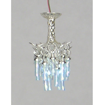 1:48, 1/4" Scale Dollhouse Miniature Light 3V Crystal Chandelier Aqua Crystals