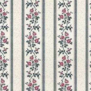 1:12, 1" Scale Dollhouse Miniature Wallpaper Floral Stripe (3 sheets)