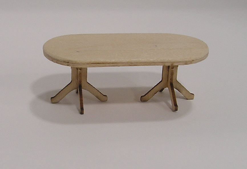 1:48, 1/4" Scale Dollhouse Miniature Furniture Kit Oval Dining Table