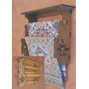 1:12, 1" Scale Dollhouse Miniature Quilt Wall Rack Kit Walnut