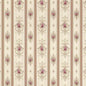 1:24, 1/2" Scale Dollhouse Miniature Wallpaper Pink Flowers on Beige Stripe (3 SHEETS)