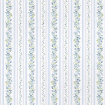1:24, 1/2" Scale Dollhouse Miniature Wallpaper Blue Floral Stripes (3 SHEETS)
