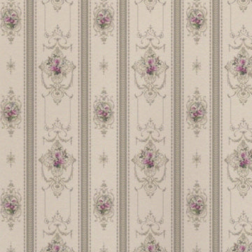 1:12, 1" Scale Dollhouse Miniature Wallpaper Pink, Green, Beige (3 sheets)