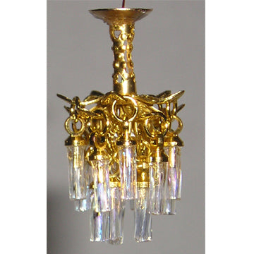 1:48, 1/4" Scale Dollhouse Miniature Light 3V Crystal Chandelier Clear Crystals