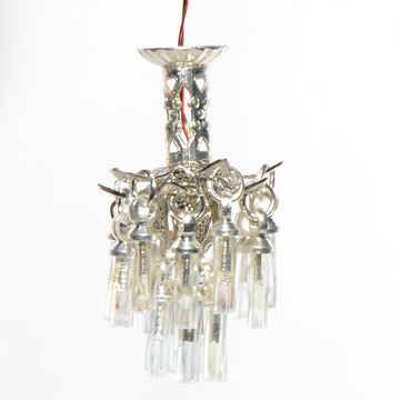 1:48, 1/4" Scale Dollhouse Miniature Light 3V Crystal Chandelier Clear Crystals