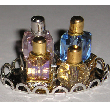 1:12, 1" Scale Dollhouse Miniature Oval Perfume Tray w/4 Perfume Bottles