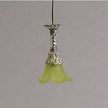 1:48, 1/4" Scale Dollhouse Miniature Light 3V Chandelier w/Lg Frosted Yellow Shade