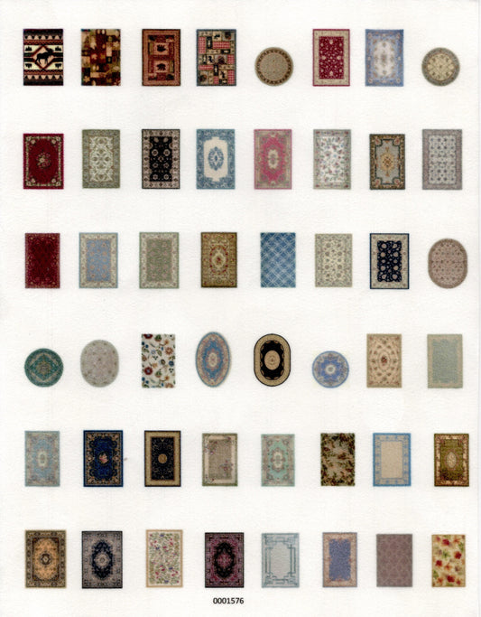 1:144 Scale Dollhouse Miniature Sheet of Area Rugs