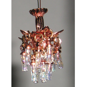 1:48, 1/4" Scale Dollhouse Miniature Light 3V Crystal Chandelier Clear Crystals