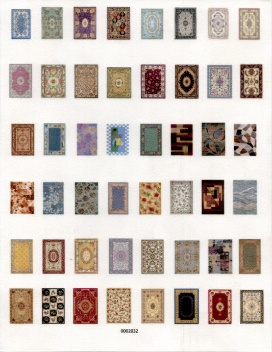 1:144 Scale Dollhouse Miniature Sheet of Area Rugs