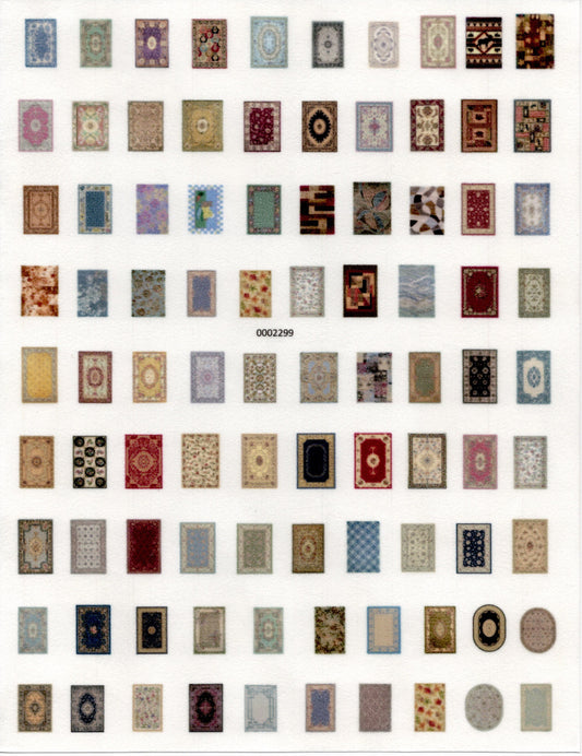 1:144 Scale Dollhouse Miniature Sheet of Tiny Area Rugs