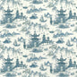1:12, 1" Scale Dollhouse Miniature Wallpaper Teal Pagoda (3 sheets)