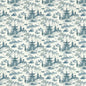 1:24, 1/2" Scale Dollhouse Miniature Wallpaper Teal Pagoda (3 SHEETS)