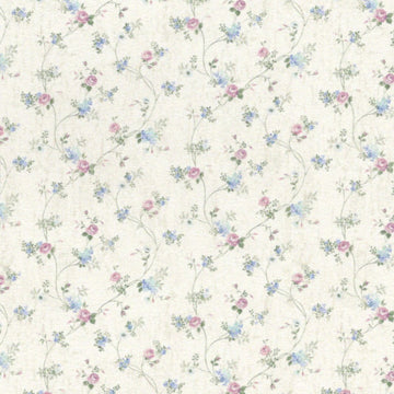 1:48, 1/4" Scale Dollhouse Miniature Wallpaper Blue & Pink Floral