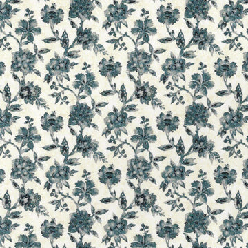 1:24, 1/2" Scale Dollhouse Miniature Wallpaper Teal Jacobean (3 SHEETS)
