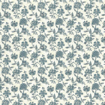 1:48, 1/4" Scale Dollhouse Miniature Wallpaper Teal Jacobean