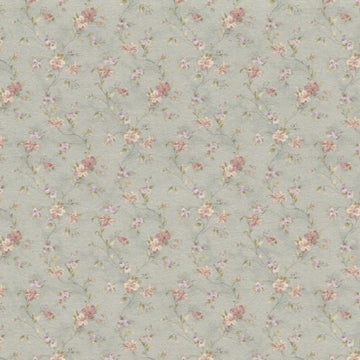 1:48, 1/4" Scale Dollhouse Miniature Wallpaper Apricot on Sage Grn
