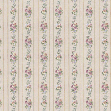 1:48, 1/4" Scale Dollhouse Miniature Wallpaper Pink & Blue Floral Stripe