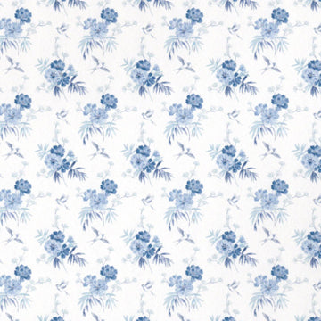 1:24, 1/2" Scale Dollhouse Miniature Wallpaper Blue & White Floral (3 SHEETS)