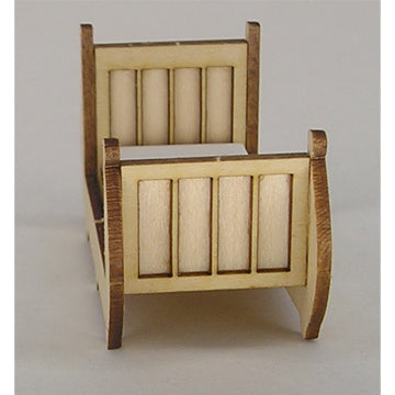 1:48, 1/4" Scale Dollhouse Miniature Furniture Kit Sleigh Bed