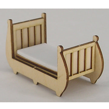 1:48, 1/4" Scale Dollhouse Miniature Furniture Kit Sleigh Bed