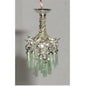 1:48, 1/4" Scale Dollhouse Miniature Light 3V Crystal Chandelier Mint Green Crystals