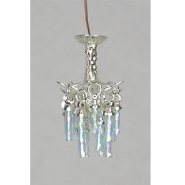 1:48, 1/4" Scale Dollhouse Miniature Light 3V Crystal Chandelier Aqua Crystals