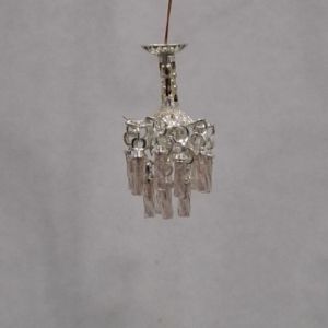 1:48, 1/4" Scale Dollhouse Miniature Light 3V Crystal Chandelier Pale Peach Crystals