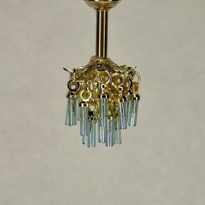 1:48, 1/4" Scale Dollhouse Miniature Light 3V Crystal Chandelier Rainbow Blue Crystals