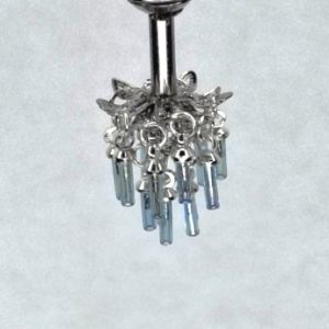 1:48, 1/4" Scale Dollhouse Miniature Light 3V Crystal Chandelier Rainbow Blue Crystals
