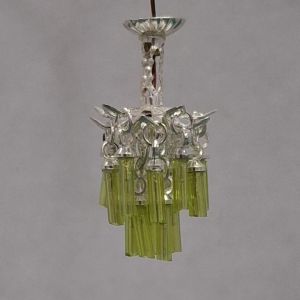 1:48, 1/4" Scale Dollhouse Miniature Light 3V Crystal Chandelier Lime Green Crystals