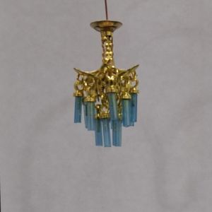 1:48, 1/4" Scale Dollhouse Miniature Light 3V Crystal Chandelier Aqua Crystals