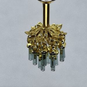 1:48, 1/4" Scale Dollhouse Miniature Light 3V Crystal Chandelier Rainbow Sea Foam Crystals