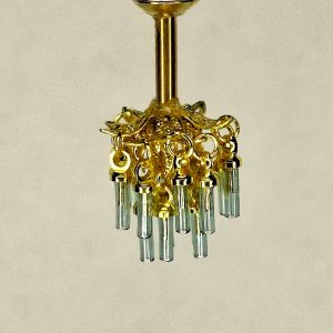 1:48, 1/4" Scale Dollhouse Miniature Light 3V Crystal Chandelier Rainbow Sea Foam Crystals
