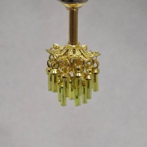 1:48, 1/4" Scale Dollhouse Miniature Light 3V Crystal Chandelier Chartreuse Crystals