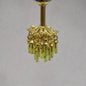 1:48, 1/4" Scale Dollhouse Miniature Light 3V Crystal Chandelier Chartreuse Crystals