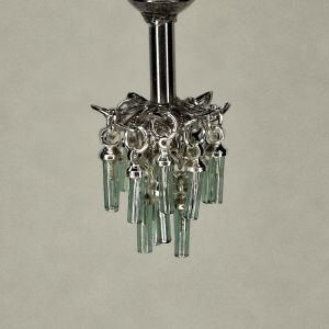 1:48, 1/4" Scale Dollhouse Miniature Light 3V Crystal Chandelier Rainbow Sea Foam Crystals