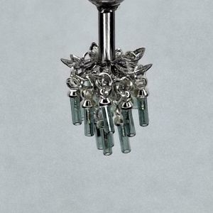 1:48, 1/4" Scale Dollhouse Miniature Light 3V Crystal Chandelier Rainbow Sea Foam Crystals