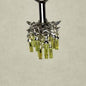 1:48, 1/4" Scale Dollhouse Miniature Light 3V Crystal Chandelier Chartreuse Crystals