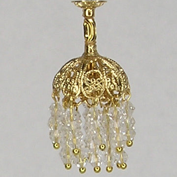 1:24, 1/2" Scale Dollhouse Miniature Crystal Double Tier Chandelier 12V LED