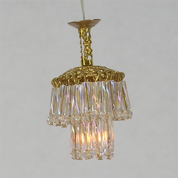 1:24 1/2" Scale Dollhouse Miniature Crystal Chandelier 12V Light