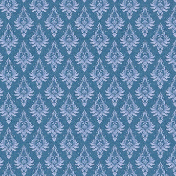 1:24, 1/2" Scale Dollhouse Miniature Wallpaper Blue Damask (3 SHEETS)