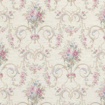 1:12, 1" Scale Dollhouse Miniature Wallpaper Lt Purple Bouquet Damask (3 sheets)