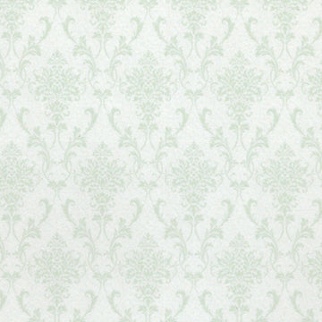 1:12, 1" Scale Dollhouse Miniature Wallpaper Pale Green Damask (3 sheets)